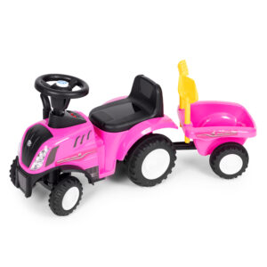 Vaikiškas traktorius New Holland su priekaba, interaktyviu vairu ir garsais, rožinis - Image 4