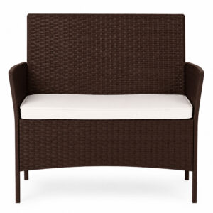 Dvivietė sodo sofa su pagalvėle, suoliukas balkonui, terasai ir sodui, ruda, MultiGarden - Image 4