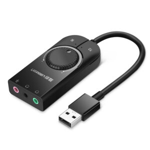 Išorinis garso adapteris USB 2.0 su garso valdikliu ir nutildymo funkcija, juodas