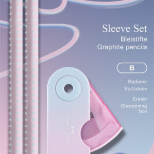 Rinkinys Faber-Castell Grip Flow Edition Blushing Sky, 2 pieštukai B + drožtukas ir trintukas, blisterinėje pakuotėje