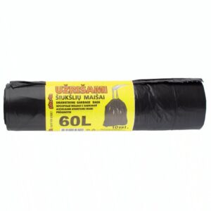Šiukšlių maišai, 60l, užrišami, LDPE, 15vnt.