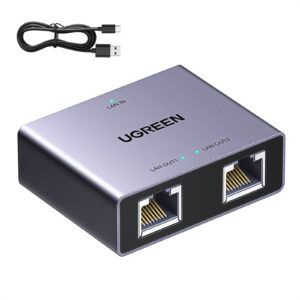 Tinklo daliklis ekranuotas RJ45 -> 2xRJ45 (8P8C) Gigabit, pilkas