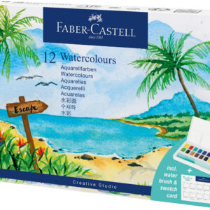 Akvareliniai dažai Faber-Castell Creative Studio, 12 spalvų + teptukas