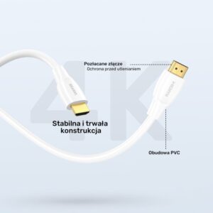 UNITEK HDMI 2.1 8K HDR kabelis baltas 2 m - Image 2