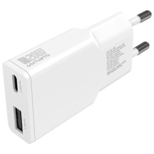 Wall Charger 4smarts PDPlug Slim Duos 20W GaN USB-C+USB-A + USB-C cable 1.5m baltos spalvos - Image 2