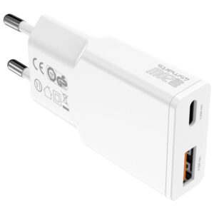 Wall Charger 4smarts PDPlug Slim Duos 20W GaN USB-C+USB-A + USB-C cable 1.5m baltos spalvos - Image 4