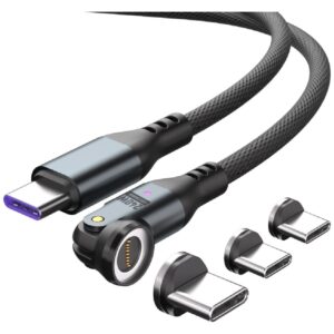 Kabelis 4smarts 540° Magnetic USB-C Kabelis Set GravityCord 240W 1.8m juodos spalvos - Image 2
