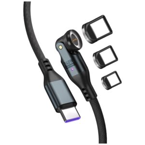 Kabelis 4smarts 540° Magnetic USB-C Kabelis Set GravityCord 240W 1.8m juodos spalvos - Image 3