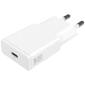 Cable Set 4smarts PDPlug Slim 20W GaN USB-C Wall Charger + 1.5m USB-C Cable baltos spalvos