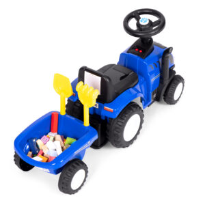 Vaikiškas traktorius New Holland su priekaba, interaktyviu vairu ir garsais, mėlynas - Image 5