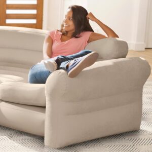 Pripučiama kampinė sofa keturiems asmenims 257x203x76 cm smėlio spalvos INTEX 68575 - Image 5