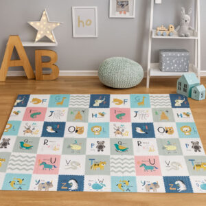 Putinis žaidimų kilimėlis vaikams 200x150 cm edukacinis dvipusis sulankstomas su ūgio matuokliu ir abėcėle ECOTOYS - Image 5