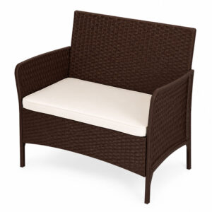 Dvivietė sodo sofa su pagalvėle, suoliukas balkonui, terasai ir sodui, ruda, MultiGarden - Image 5