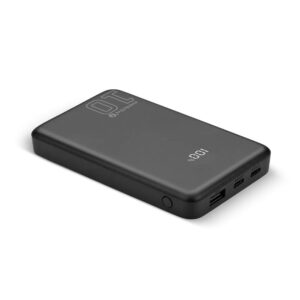 Išorinė baterija 10 000 mAh, 1× USB, 2× USB-C, 20 W, QC4+, LCD ekranas, juoda - Image 2