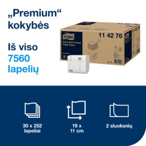 Tualetinis popierius Tork Extra Soft Folded T3, 114276, 2 sluoksniai, 252 lapeliai, baltos spalvos, 1vnt - Image 3
