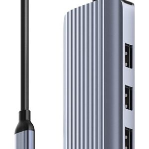 Cudy UH606 knyginių kompiuterių dokas / jungčių replikatorius Vielinis USB 3.2 Gen 1 (3.1 Gen 1) Type-C Pilka, Sidabras
