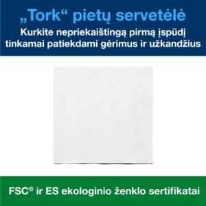 Servetėlės Tork (477149), pietų servetėlės, 2 sluoksniai, 200vnt., baltos spalvos - Image 3