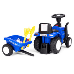 Vaikiškas traktorius New Holland su priekaba, interaktyviu vairu ir garsais, mėlynas - Image 6