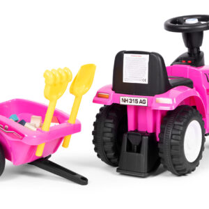 Vaikiškas traktorius New Holland su priekaba, interaktyviu vairu ir garsais, rožinis - Image 6