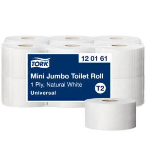 Tualetinis popierius Tork Universal Jumbo Mini T2 (120161), pilkos spalvos, 1 sluoksnis, 240 m, 1200 lapelių