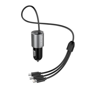 Dudao 3in1 USB Car Charger 3.4A Built-in Lightning / USB Type C / Micro USB Cable Black (R5ProN Black) - Image 6