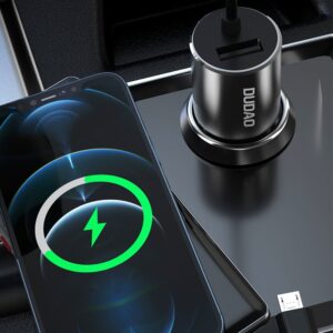 Dudao 3in1 USB Car Charger 3.4A Built-in Lightning / USB Type C / Micro USB Cable Black (R5ProN Black) - Image 3