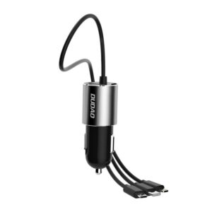 Dudao 3in1 USB Car Charger 3.4A Built-in Lightning / USB Type C / Micro USB Cable Black (R5ProN Black) - Image 7