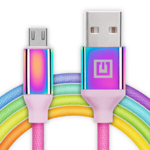 Laidas REAL-EL Premium USB A - Micro USB Rainbow 1m, vaivorykštės spalvos