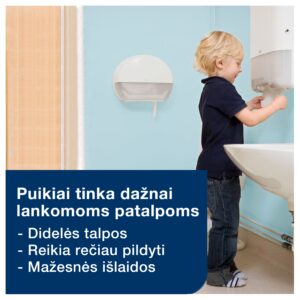 Tualetinis popierius Tork Advanced Jumbo T1, 120272, 2 sluoksniai, 360m, 1800 lapelių, baltos spalvos, 1vnt - Image 5
