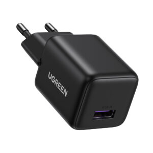 Sieninis įkroviklis GaN 18W USB-A QC3.0, pilkas