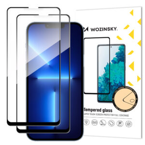 Wozinsky set of 2x super-strong Full Glue full screen tempered glass with Case Friendly frame Apple iPhone 14 Max / 13 Pro Max black