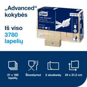 Servetėlės Tork Xpress Advanced (130299) 2 sluoksniai, natūralios spalvos, 180 lapelių - Image 2