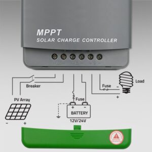 Qoltec 53661 Saulės įkrovimo valdiklis MPPT su temperatūros jutikliu 20A | 12V / 24V | LCD | 2x USB - Image 3