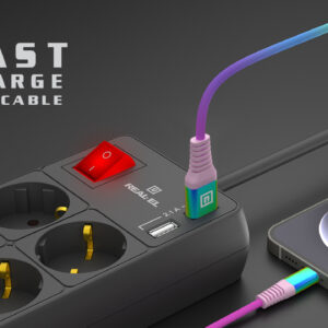 Laidas REAL-EL MFI USB A - Lightning Rainbow 1m, vaivorykštės spalvos - Image 11