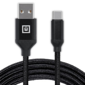 Laidas REAL-EL Premium USB A - C tipo, audinio, juodos spalvos, 2 m, tekstilinis