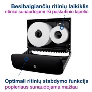 Laikiklis tualetiniam popieriui Tork Jumbo Mini T2 (460006), nerudijančio plieno, metalas/plastikas - Image 3
