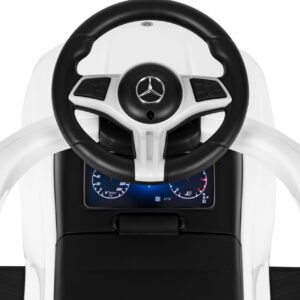 Mercedes C CLASS vaikiškas stumiamas automobilis, interaktyvus vairas, rankena, baltas - Image 8