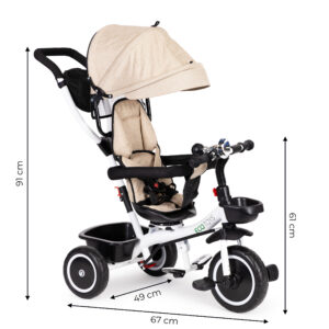 Triratis su 360' besisukančia sėdyne ECOTOYS smėlio spalvos - Image 8