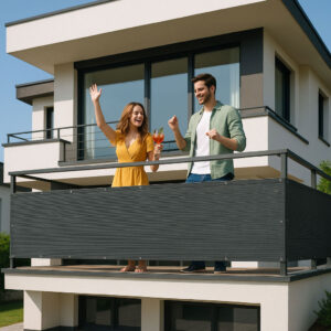 Balkono privatumo ekranas su tvirtinimo detalėmis 100x500 cm šešėlinis tinklelis + montavimo priedai pilkas MultiGarden - Image 8