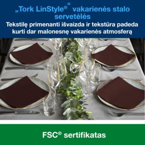 Servetėlės Tork LinStyle (478727), vakarienės, 1 sluoksnis, 50vnt.,kakavinės spalvos - Image 3
