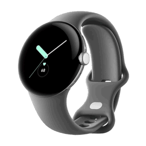 Išmanusis laikrodis Google Pixel Watch LTE 41mm Polished Silver Case with Sport Band - Charcoal