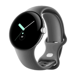 Išmanusis laikrodis Google Pixel Watch WiFi 41mm Polished Silver Case with Sport Band - Charcoal