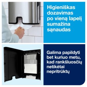 Laikiklis servetėlėms Tork H2 (460004), nerūdijančio plieno/juodos spalvos, plieninis - Image 4