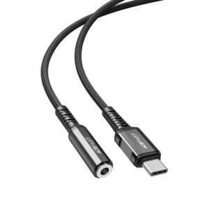 Acefast audio cable USB Type C - 3.5mm mini jack (female) 18cm, DAC, AUX black (C1-07 black) - Image 2