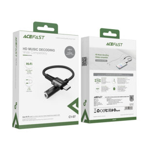 Acefast audio cable USB Type C - 3.5mm mini jack (female) 18cm, DAC, AUX black (C1-07 black) - Image 5