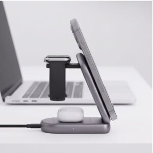 Tech-Protect A53 3IN1 MAGNETINIS MagSafe BELAIDIS ĮKROVIKLIS 25W QI2.2 TAMSIAI PILKAS - Image 7