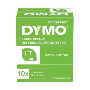 Etikečių juostelė Dymo LetraTag 12mm x 4m,plastikinė, baltos spalvos, 91221 - Image 2