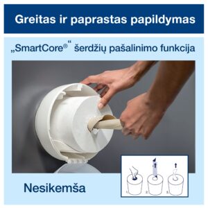 Laikiklis tualetiniam popieriui Tork Smart One Mini T9 (681000), baltos spalvos, plastikinis - Image 5
