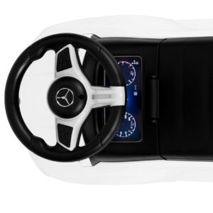 Vaikiškas elektromobilis Mercedes C CLASS, interaktyvus vairas, garsiniai efektai, baltas - Image 9