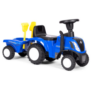 Vaikiškas traktorius New Holland su priekaba, interaktyviu vairu ir garsais, mėlynas - Image 9